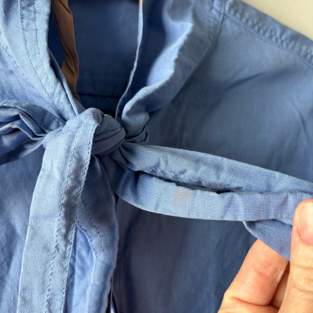 No. 21 blue button front bow tie long sleeve top - Picture 3 of 8